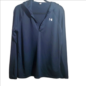 Under Armour Women's Tech Long Sleeve Hooded Henley Black V-neck Size Large
